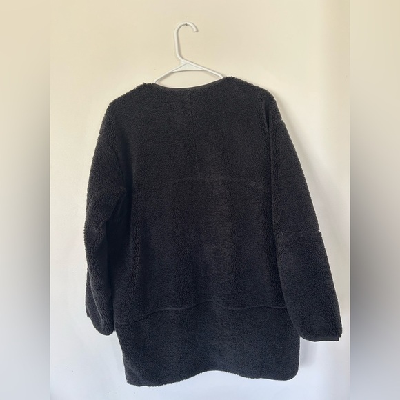 NWOT Lululemon Collarless Textured Sherpa Fleece Full Zip Long Black Jacket Sz 6 - Picture 8 of 9